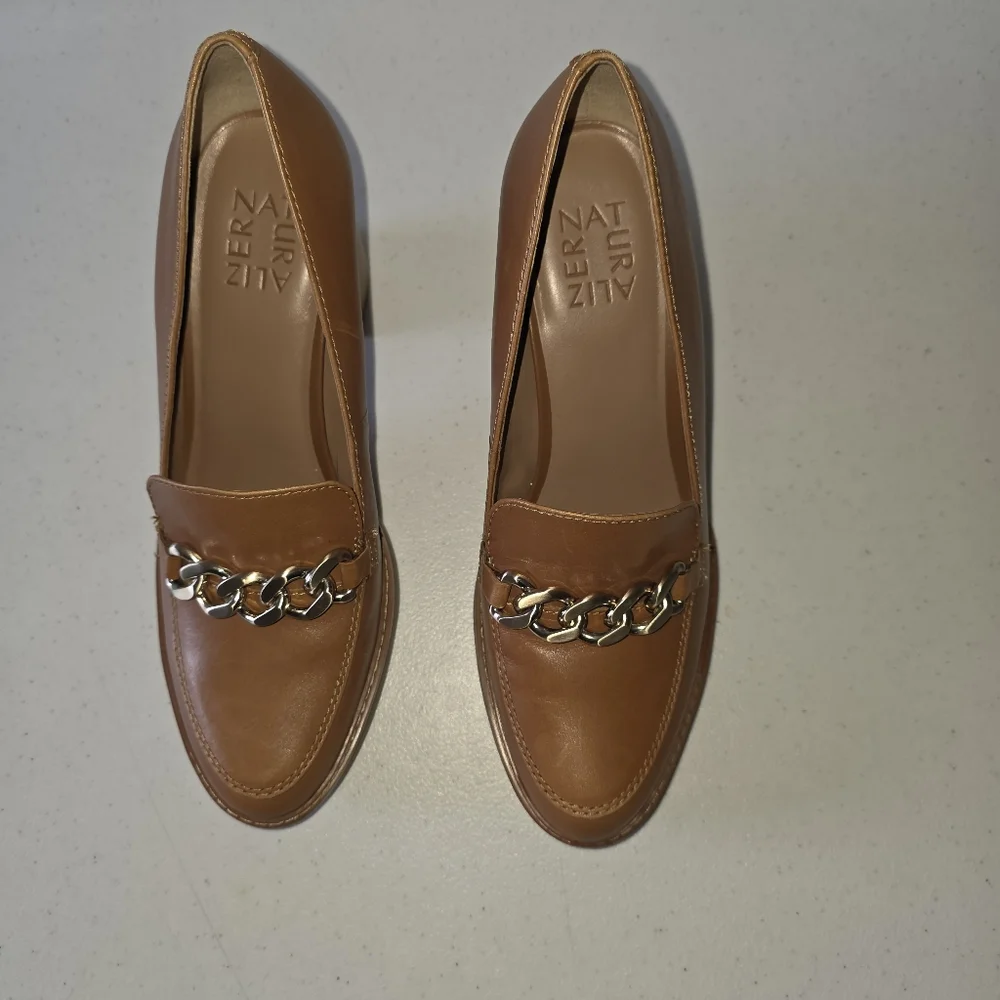 Naturalizer Callie-Moc Leather Loafers Size 8 High Heel Lug Sole Slip-on Shoes - Picture 16 of 16